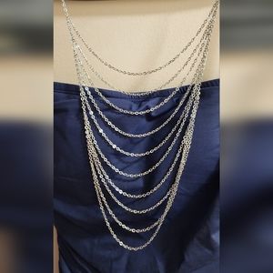NWOT‎ Stainless Steel Scalloped Tiered Necklace